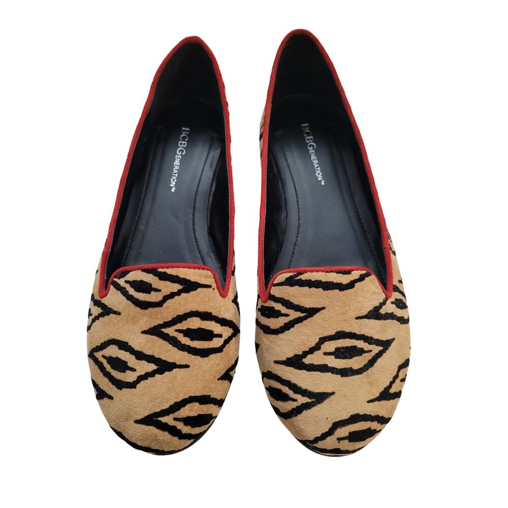 BCBGeneration Black and Tan Animal Print Flats, sz. 6 1/2